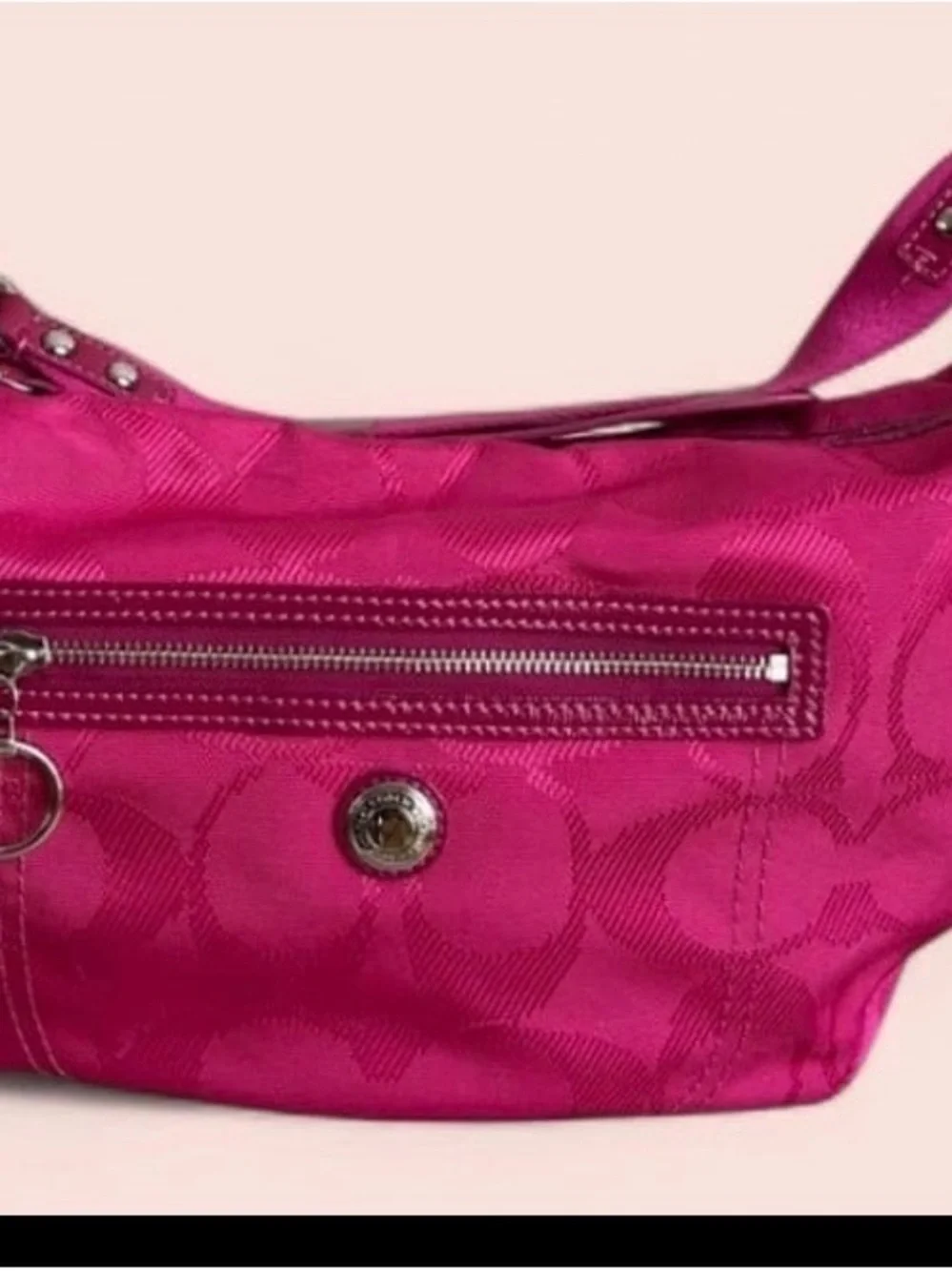 Vintage Y2K Coach Hot Pink Signature Hobo Bag